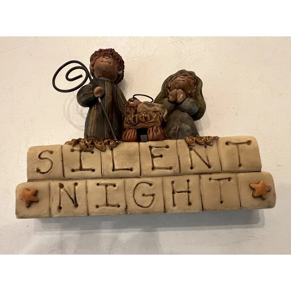 Blossom Bucket Suzi Figure Blocks "SILENT NIGHT" Sign Nativity